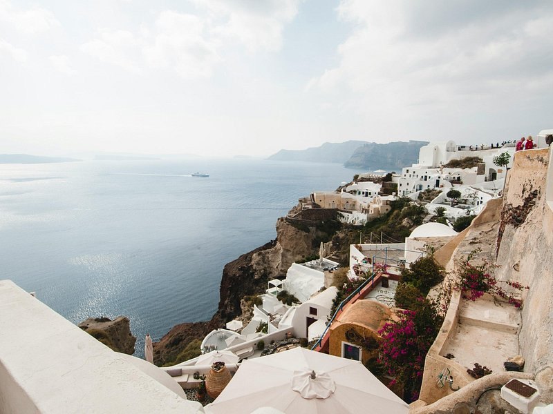 Fira's terraces stepped down the face of the caldera cliff