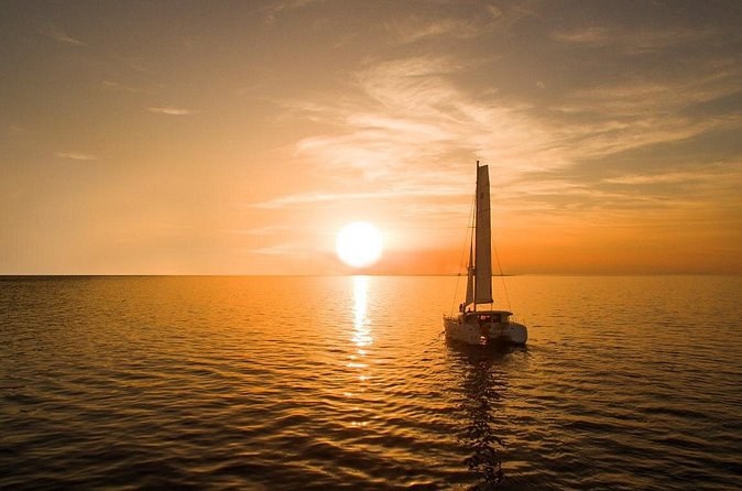 Santorini Luxury Catamaran Sunset Cruise with BBQ, Drink and Transfer